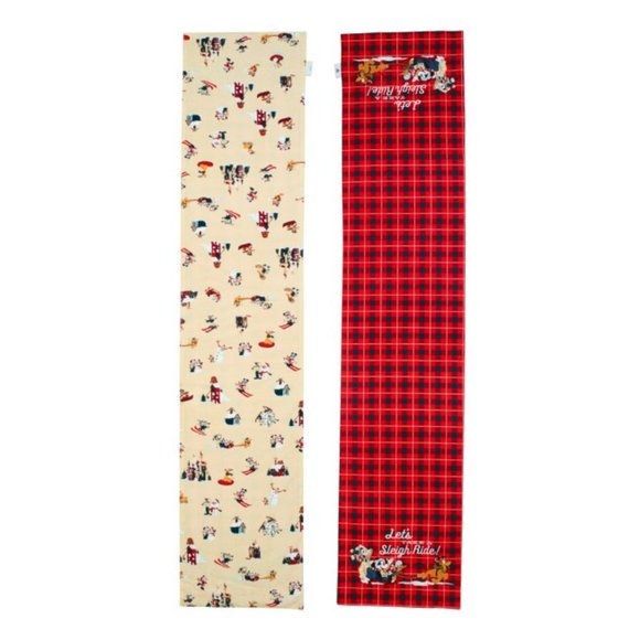 Disney Mickey & Friends Reversible Holiday Red Checked Cotton Table Runner 72x16 - Picture 5 of 6